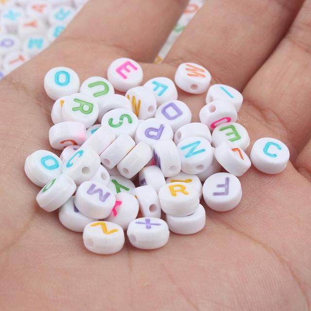 Mixed Letter Acrylic Beads Round Flat Alphabet Digital Cube Loose Spacer Beads For Jewelry Making Handmade Diy Bracelet Necklace