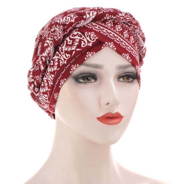 Cotton print muslim turban scarf for women islamic inner hijab caps Arab wrap head scarves femme musulman turbante mujer