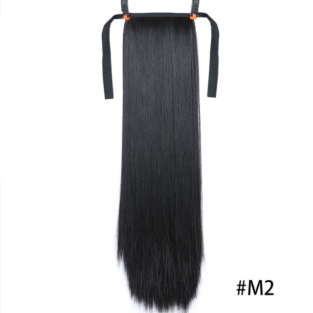 MSTN 30-Inch Synthetic Hair Fiber Heat-Resistant Straight Hair With Ponytail Fake Hair Chip-in Hair Extensions Pony Tail Wigs