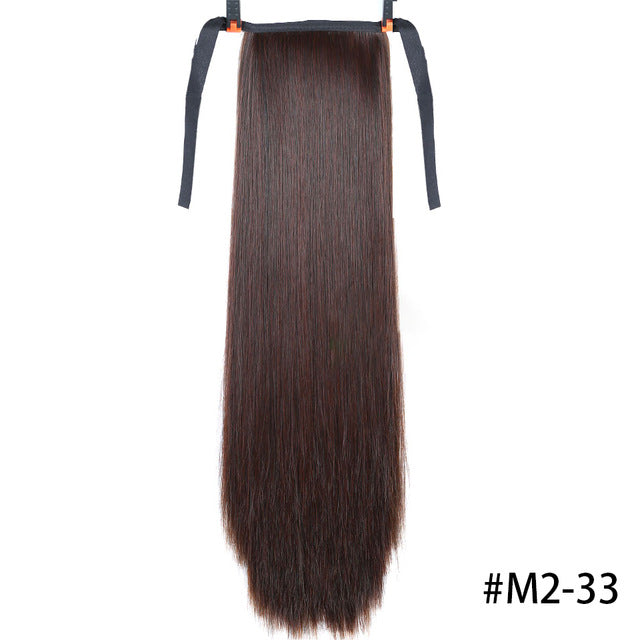 MSTN 30-Inch Synthetic Hair Fiber Heat-Resistant Straight Hair With Ponytail Fake Hair Chip-in Hair Extensions Pony Tail Wigs