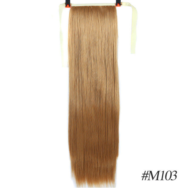 MSTN 30-Inch Synthetic Hair Fiber Heat-Resistant Straight Hair With Ponytail Fake Hair Chip-in Hair Extensions Pony Tail Wigs