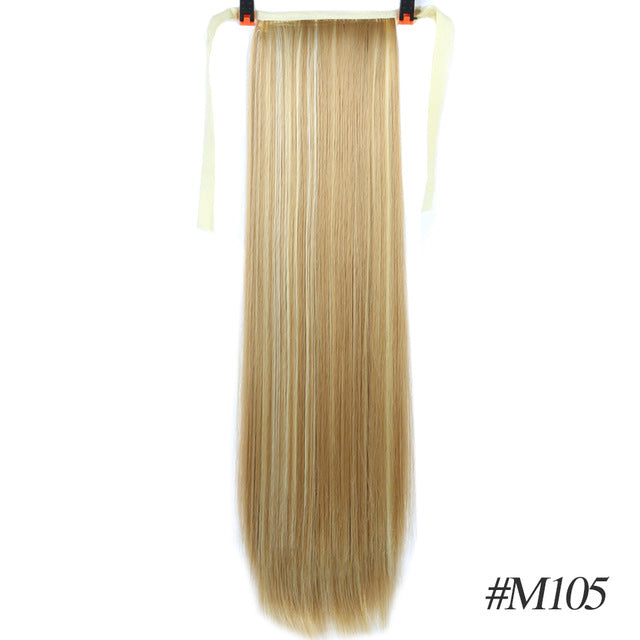 MSTN 30-Inch Synthetic Hair Fiber Heat-Resistant Straight Hair With Ponytail Fake Hair Chip-in Hair Extensions Pony Tail Wigs