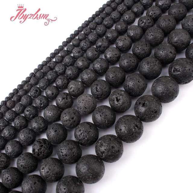 4,6,8,10mm Natural Lava Rock Round Black Loose Beads Natural Stone Beads For DIY Necklace Bracelat Jewelry Making Strand 15&quot;