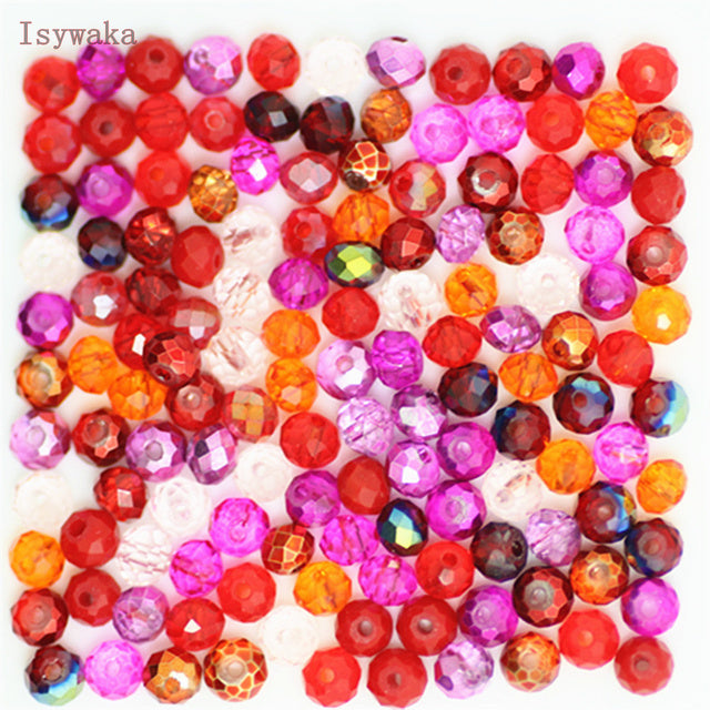 Isywaka Golden Multicolor 3*4mm 4*6mm  Rondelle Austria faceted Crystal Glass Beads Loose Spacer Round Beads for Jewelry Making