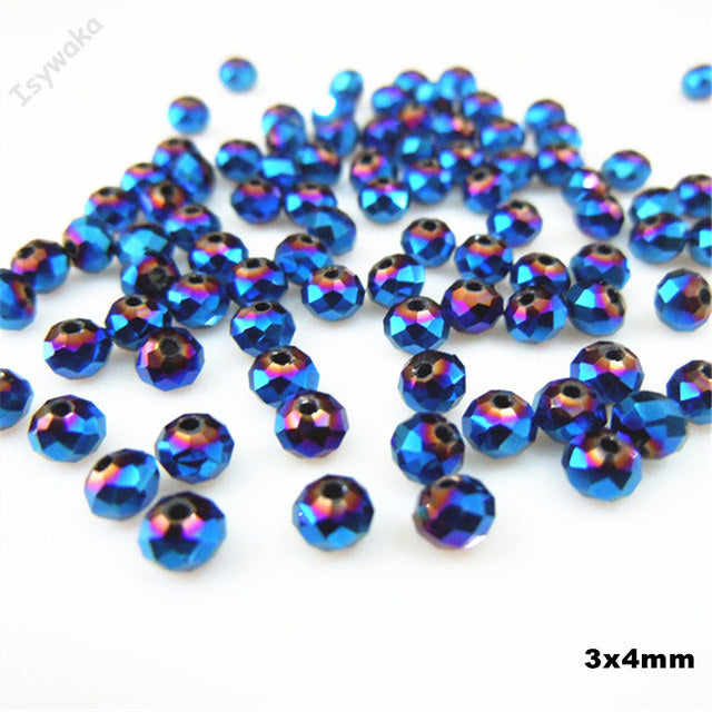 Isywaka Golden Multicolor 3*4mm 4*6mm  Rondelle Austria faceted Crystal Glass Beads Loose Spacer Round Beads for Jewelry Making