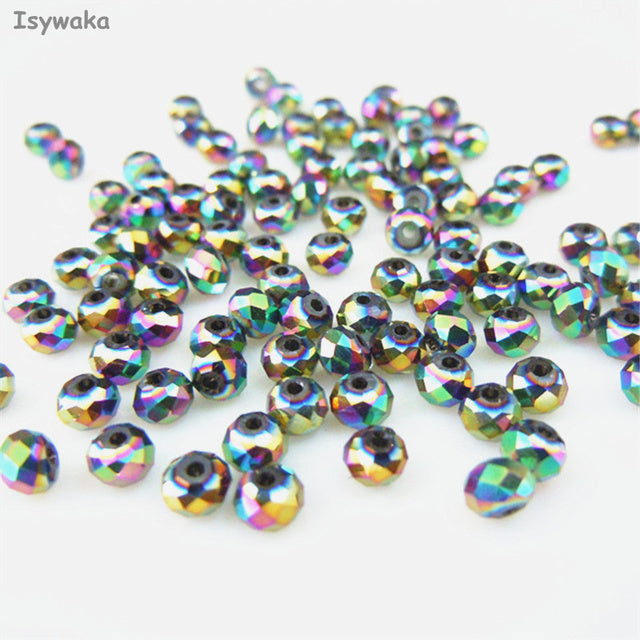 Isywaka Golden Multicolor 3*4mm 4*6mm  Rondelle Austria faceted Crystal Glass Beads Loose Spacer Round Beads for Jewelry Making