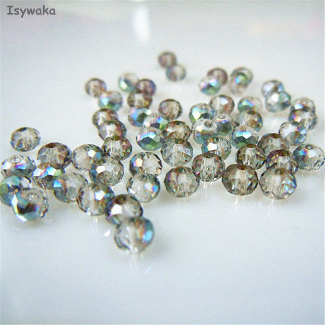 Isywaka Golden Multicolor 3*4mm 4*6mm  Rondelle Austria faceted Crystal Glass Beads Loose Spacer Round Beads for Jewelry Making