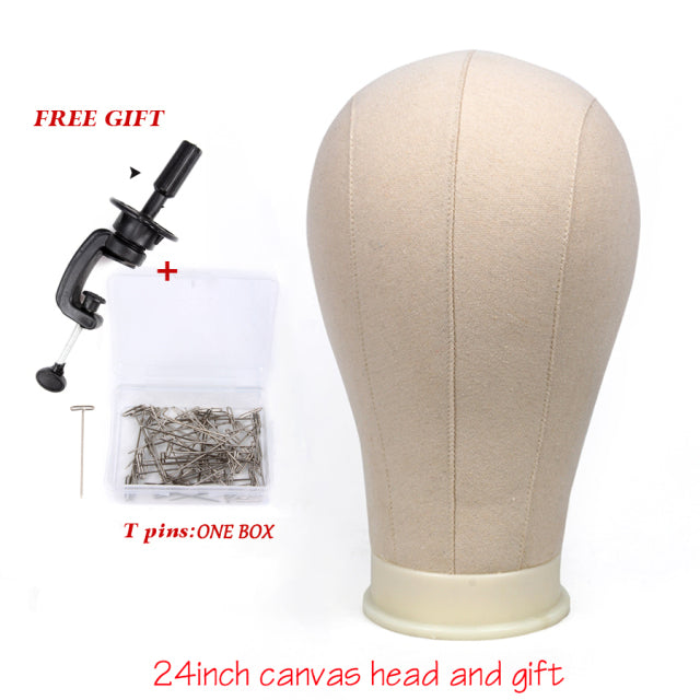 Alileader Training Mannequin Head Canvas Block Head Display Styling Mannequin Manikin Head Wig Stand Free Get T Needle Holder