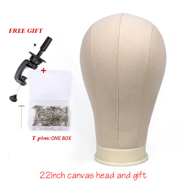 Alileader Training Mannequin Head Canvas Block Head Display Styling Mannequin Manikin Head Wig Stand Free Get T Needle Holder