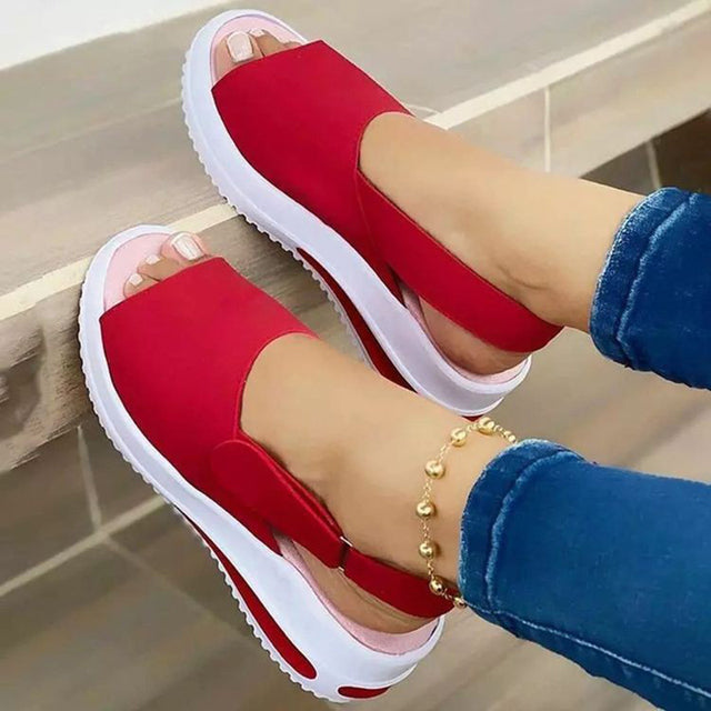 Fashion Shoes Women Platform Sandals Stretch Fabric Summer Women&#39;s Shoes Comfort Walking Ladies Sandalias Female Casual Footwear