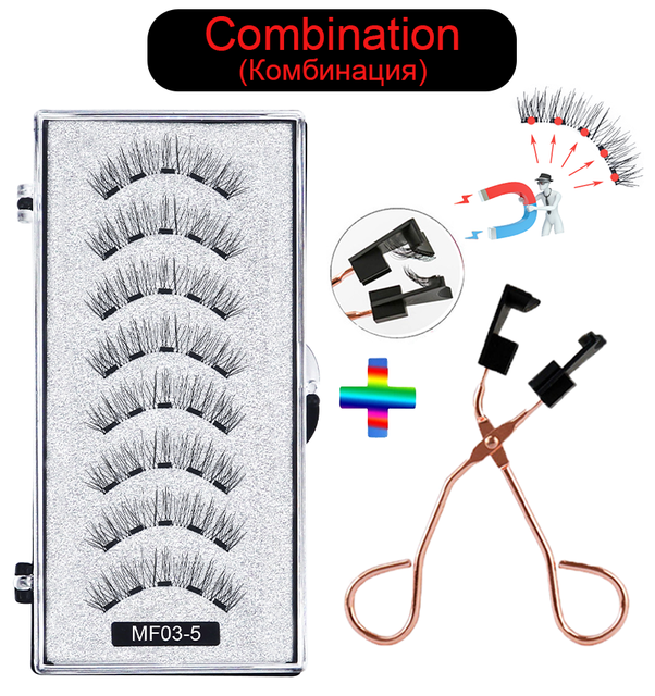 8 pcs/2 pairs magnetic eyelashes with 5 magnets, reusable handmade 3D mink false eyelashes natural with magnetic tweezers