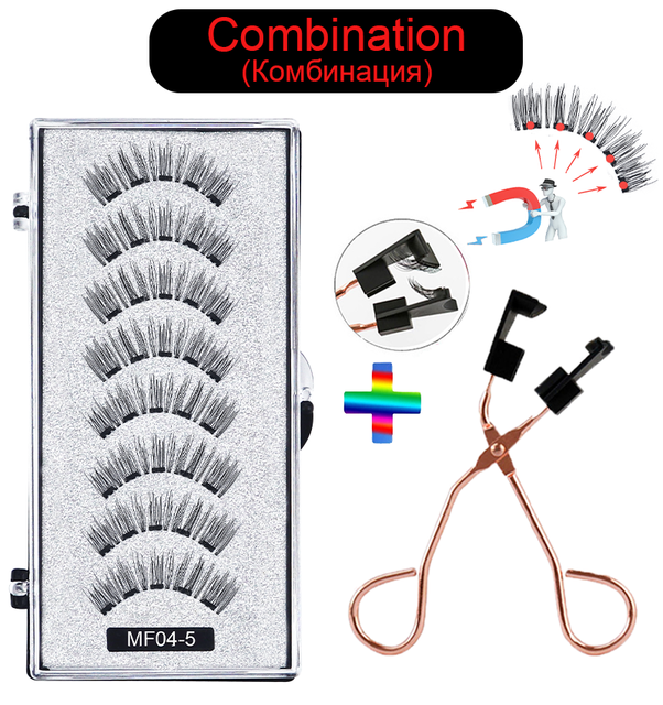 8 pcs/2 pairs magnetic eyelashes with 5 magnets, reusable handmade 3D mink false eyelashes natural with magnetic tweezers