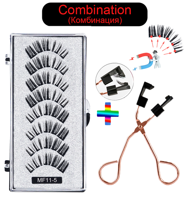 8 pcs/2 pairs magnetic eyelashes with 5 magnets, reusable handmade 3D mink false eyelashes natural with magnetic tweezers