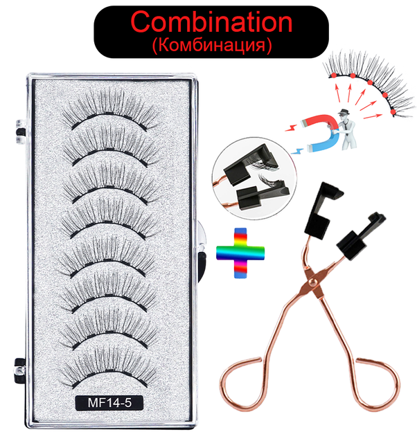 8 pcs/2 pairs magnetic eyelashes with 5 magnets, reusable handmade 3D mink false eyelashes natural with magnetic tweezers