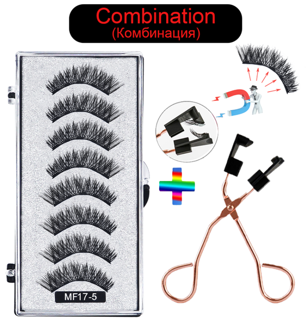 8 pcs/2 pairs magnetic eyelashes with 5 magnets, reusable handmade 3D mink false eyelashes natural with magnetic tweezers