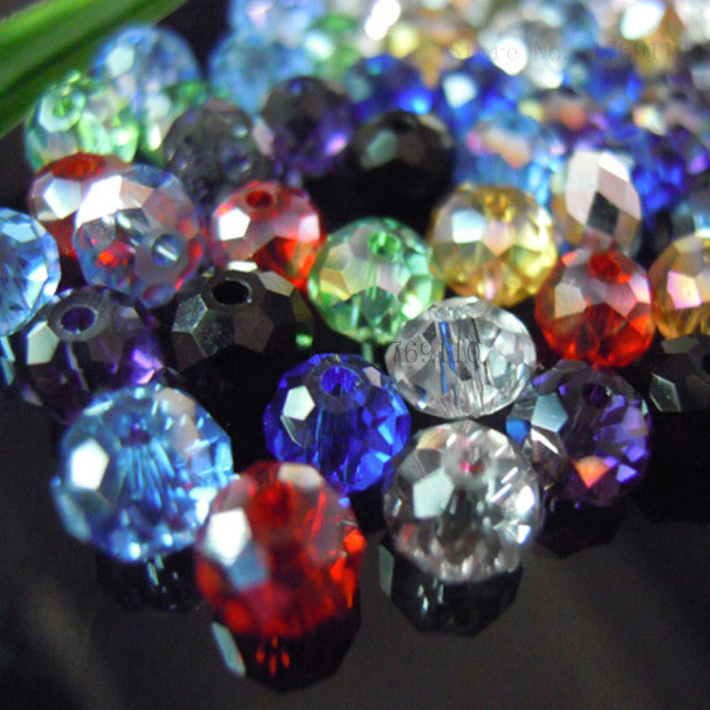 Isywaka 2mm,3*4mm,4*6mm,6*8mm,8*10mm,10*12mm Austria faceted Crystal Glass Beads Loose Spacer Round Beads for Jewelry Making