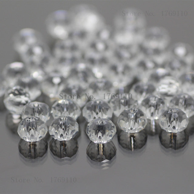 Isywaka 2mm,3*4mm,4*6mm,6*8mm,8*10mm,10*12mm Austria faceted Crystal Glass Beads Loose Spacer Round Beads for Jewelry Making