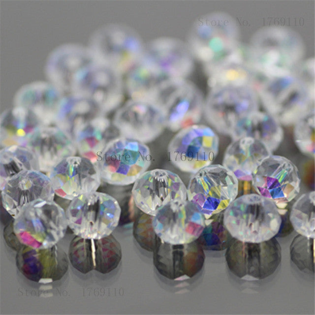 Isywaka 2mm,3*4mm,4*6mm,6*8mm,8*10mm,10*12mm Austria faceted Crystal Glass Beads Loose Spacer Round Beads for Jewelry Making