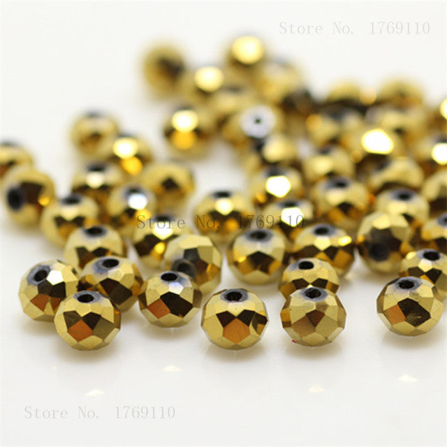 Isywaka 2mm,3*4mm,4*6mm,6*8mm,8*10mm,10*12mm Austria faceted Crystal Glass Beads Loose Spacer Round Beads for Jewelry Making