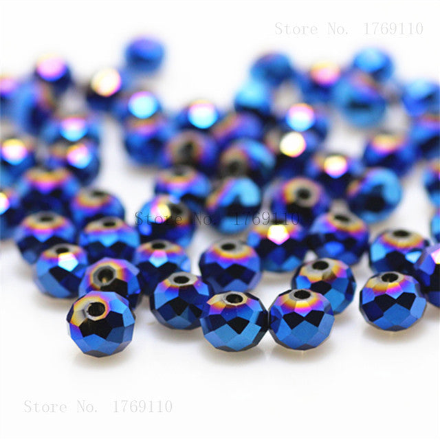 Isywaka 2mm,3*4mm,4*6mm,6*8mm,8*10mm,10*12mm Austria faceted Crystal Glass Beads Loose Spacer Round Beads for Jewelry Making