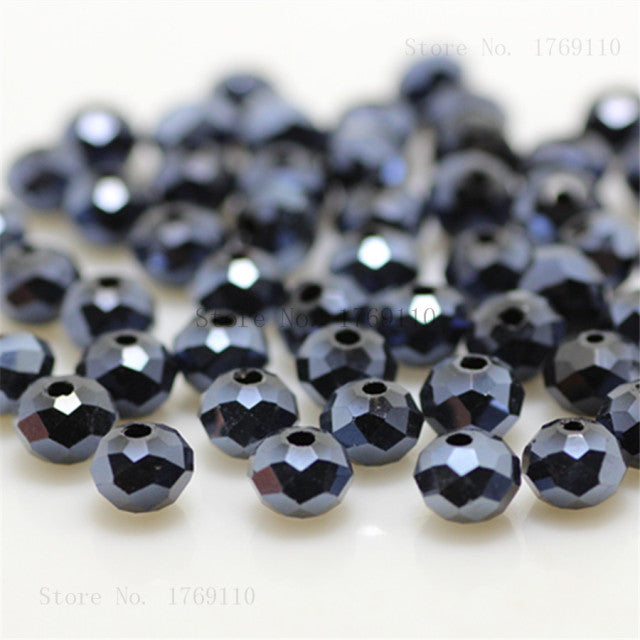 Isywaka 2mm,3*4mm,4*6mm,6*8mm,8*10mm,10*12mm Austria faceted Crystal Glass Beads Loose Spacer Round Beads for Jewelry Making