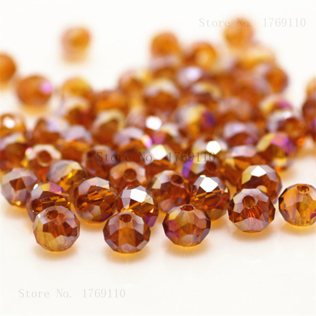 Isywaka 2mm,3*4mm,4*6mm,6*8mm,8*10mm,10*12mm Austria faceted Crystal Glass Beads Loose Spacer Round Beads for Jewelry Making