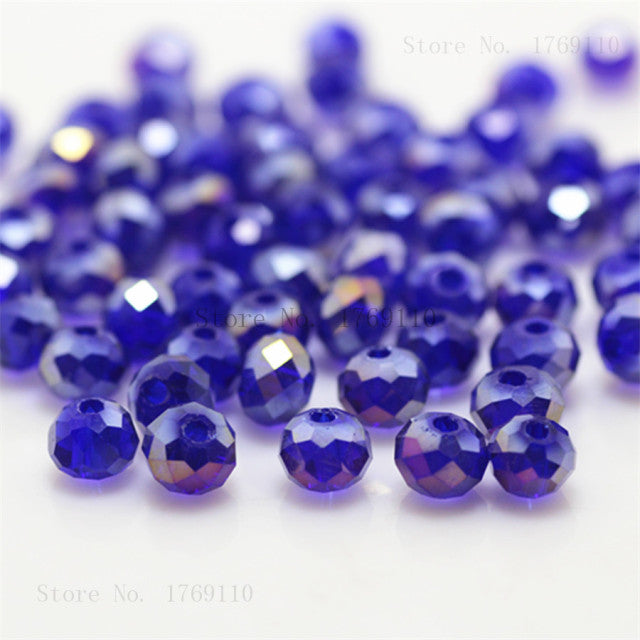 Isywaka 2mm,3*4mm,4*6mm,6*8mm,8*10mm,10*12mm Austria faceted Crystal Glass Beads Loose Spacer Round Beads for Jewelry Making