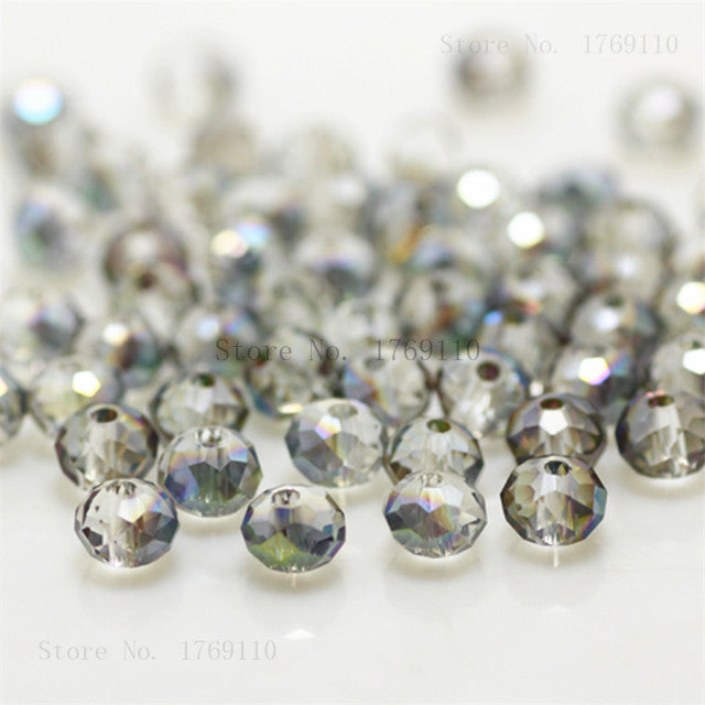 Isywaka 2mm,3*4mm,4*6mm,6*8mm,8*10mm,10*12mm Austria faceted Crystal Glass Beads Loose Spacer Round Beads for Jewelry Making