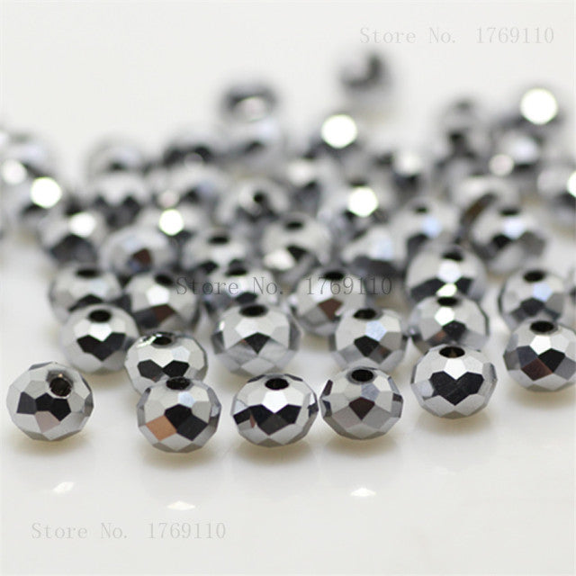 Isywaka 2mm,3*4mm,4*6mm,6*8mm,8*10mm,10*12mm Austria faceted Crystal Glass Beads Loose Spacer Round Beads for Jewelry Making