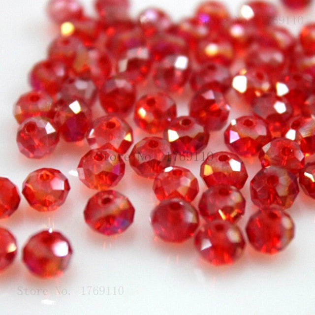 Isywaka 2mm,3*4mm,4*6mm,6*8mm,8*10mm,10*12mm Austria faceted Crystal Glass Beads Loose Spacer Round Beads for Jewelry Making