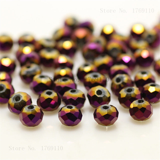 Isywaka 2mm,3*4mm,4*6mm,6*8mm,8*10mm,10*12mm Austria faceted Crystal Glass Beads Loose Spacer Round Beads for Jewelry Making