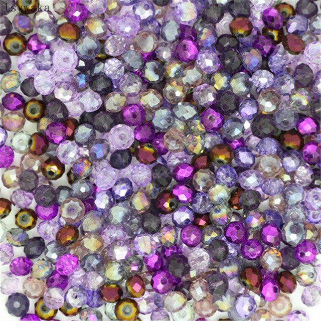 Isywaka 2mm,3*4mm,4*6mm,6*8mm,8*10mm,10*12mm Austria faceted Crystal Glass Beads Loose Spacer Round Beads for Jewelry Making