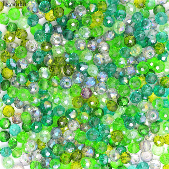 Isywaka 2mm,3*4mm,4*6mm,6*8mm,8*10mm,10*12mm Austria faceted Crystal Glass Beads Loose Spacer Round Beads for Jewelry Making