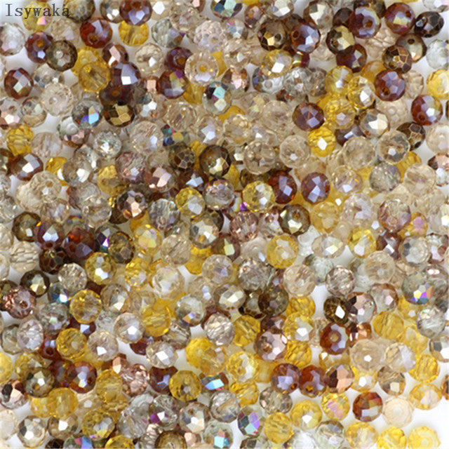 Isywaka 2mm,3*4mm,4*6mm,6*8mm,8*10mm,10*12mm Austria faceted Crystal Glass Beads Loose Spacer Round Beads for Jewelry Making