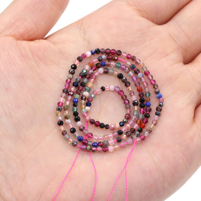 100% Natural Stone Beads Small Faceted Beads for Women Jewelry Making DIY Necklace Bracelet Accessories 2-3mm 16inch