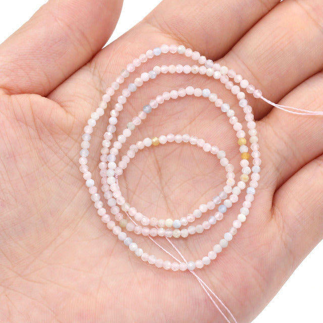 100% Natural Stone Beads Small Faceted Beads for Women Jewelry Making DIY Necklace Bracelet Accessories 2-3mm 16inch