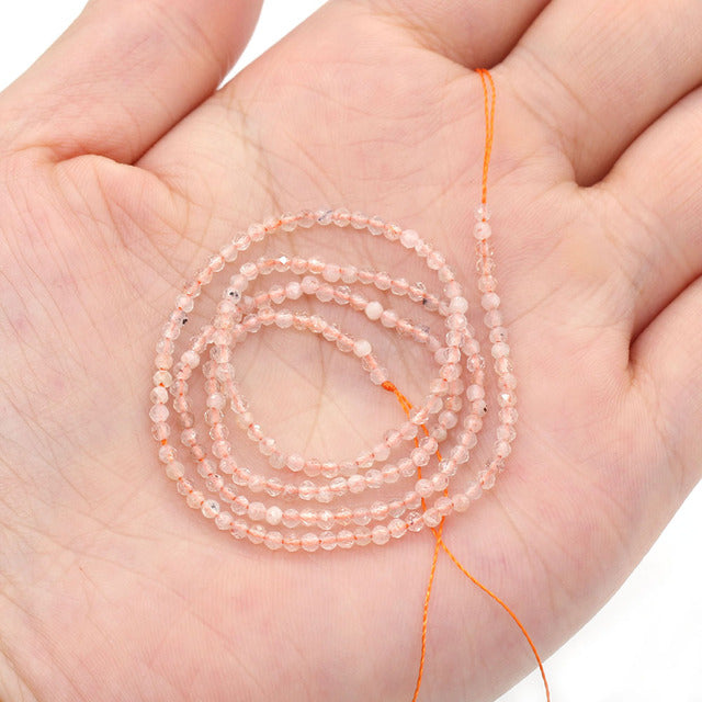 100% Natural Stone Beads Small Faceted Beads for Women Jewelry Making DIY Necklace Bracelet Accessories 2-3mm 16inch