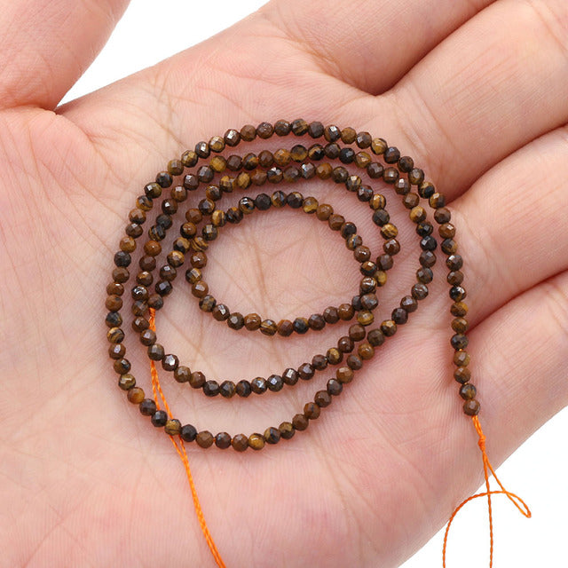 100% Natural Stone Beads Small Faceted Beads for Women Jewelry Making DIY Necklace Bracelet Accessories 2-3mm 16inch