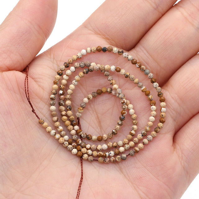 100% Natural Stone Beads Small Faceted Beads for Women Jewelry Making DIY Necklace Bracelet Accessories 2-3mm 16inch