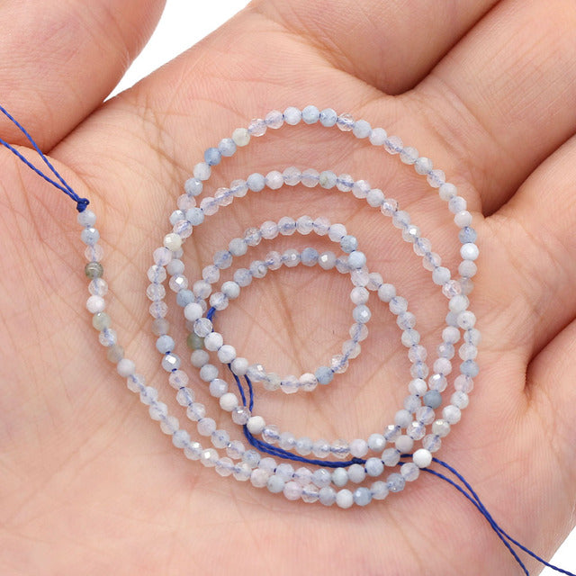 100% Natural Stone Beads Small Faceted Beads for Women Jewelry Making DIY Necklace Bracelet Accessories 2-3mm 16inch