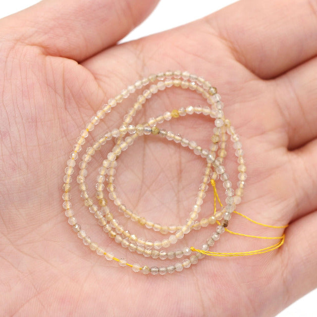 100% Natural Stone Beads Small Faceted Beads for Women Jewelry Making DIY Necklace Bracelet Accessories 2-3mm 16inch