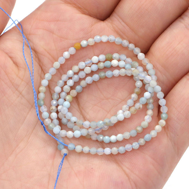 100% Natural Stone Beads Small Faceted Beads for Women Jewelry Making DIY Necklace Bracelet Accessories 2-3mm 16inch