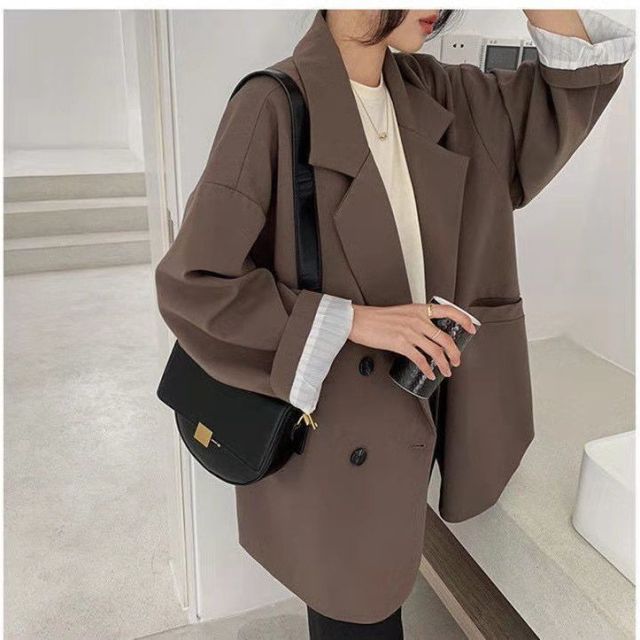 Blazers Women Minimalist Solid Outwear Loose Elegant Retro Official Fashion High Street Feminine All-match Spring Comfortable