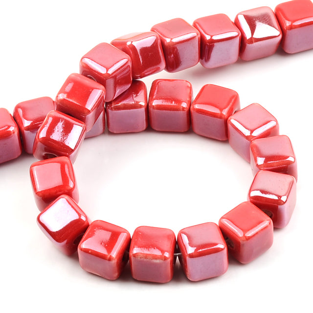 Fashion Colors 8mm/10mm Square Beads Cube Ceramic Beads DIY 2.5mm Hole Beads Handmade Porcelain Beads For Jewelry Making