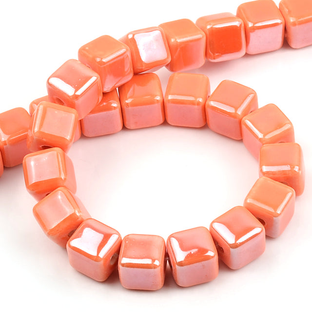 Fashion Colors 8mm/10mm Square Beads Cube Ceramic Beads DIY 2.5mm Hole Beads Handmade Porcelain Beads For Jewelry Making