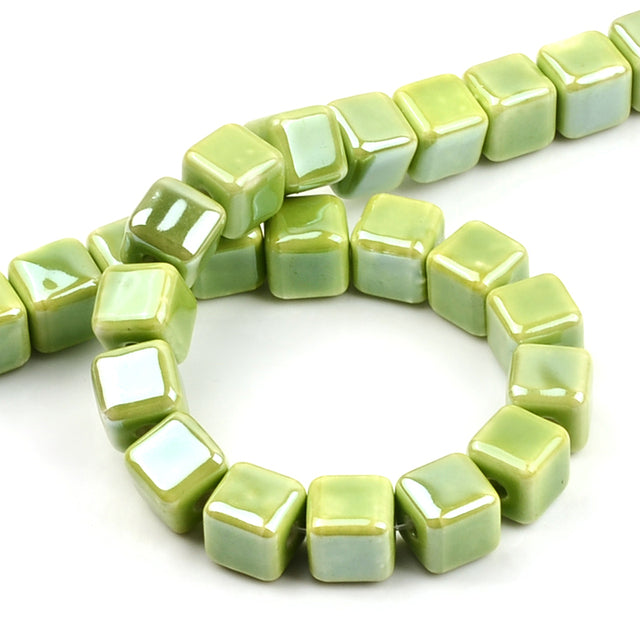 Fashion Colors 8mm/10mm Square Beads Cube Ceramic Beads DIY 2.5mm Hole Beads Handmade Porcelain Beads For Jewelry Making