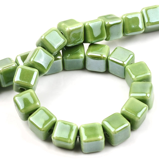 Fashion Colors 8mm/10mm Square Beads Cube Ceramic Beads DIY 2.5mm Hole Beads Handmade Porcelain Beads For Jewelry Making