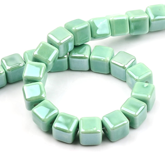 Fashion Colors 8mm/10mm Square Beads Cube Ceramic Beads DIY 2.5mm Hole Beads Handmade Porcelain Beads For Jewelry Making