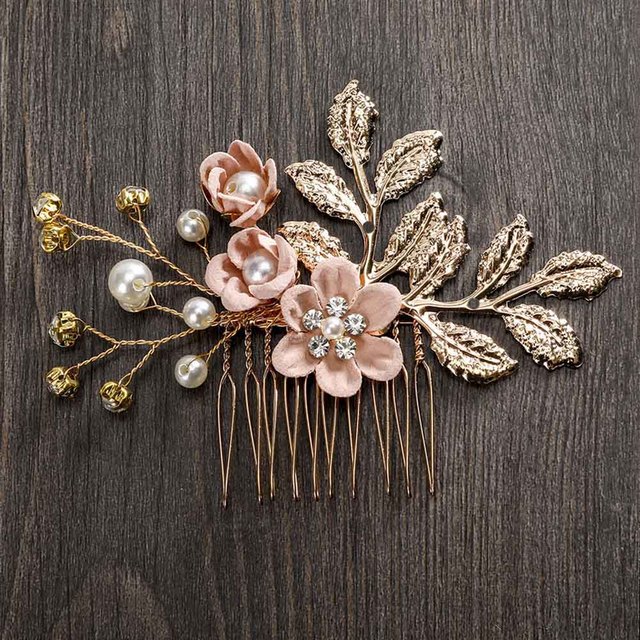 MOLANS Luxury Hairpin For Women Hair Combs Headdress Prom Bridal Wedding Crown Elegant Hair Accessories Gold Leaves Headwear 1PC