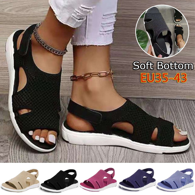 2021 New Summer Women Sandals Sexy Shoes Crystal Casual Woman Flats Buckle Strap Ladies Fashion Beach Shoe Big Size